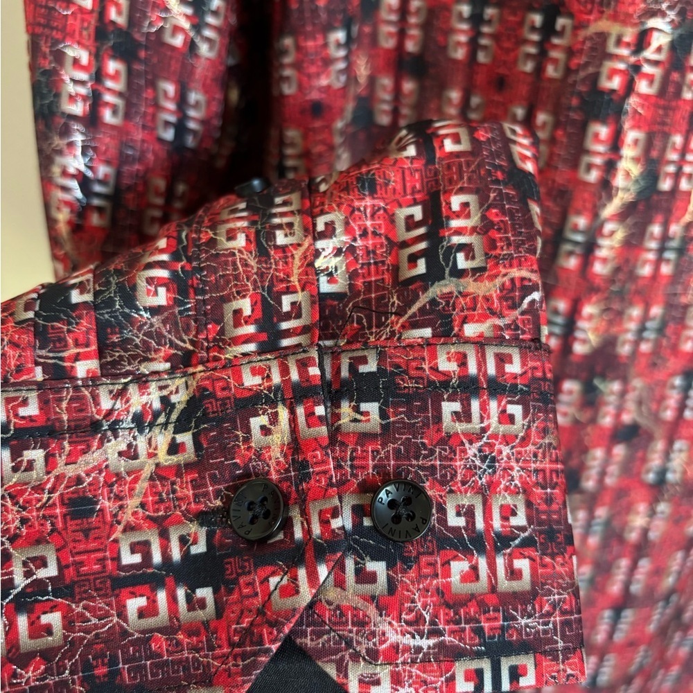 Vintage Pavini Red Button Down Shirt Size XXL Long sleeves Y2K - Picture 4 of 10